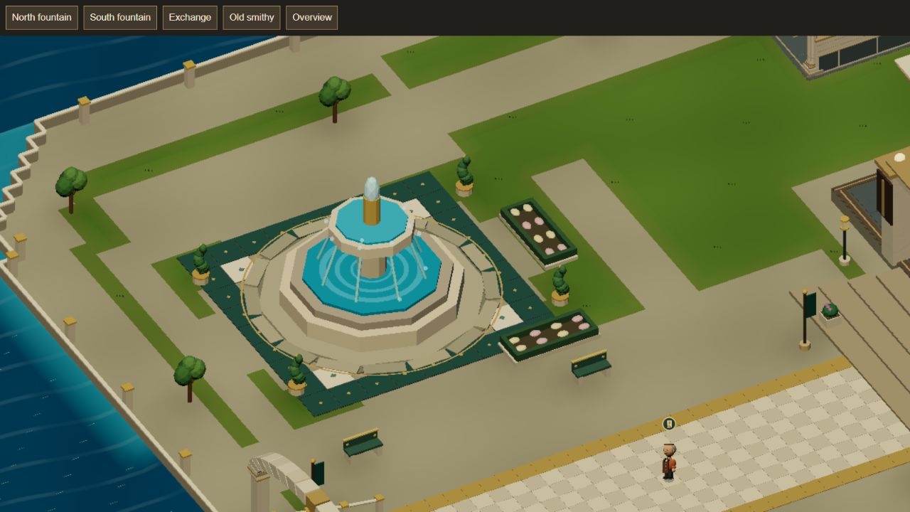 The enlarged fountain at the Gilded Exchange